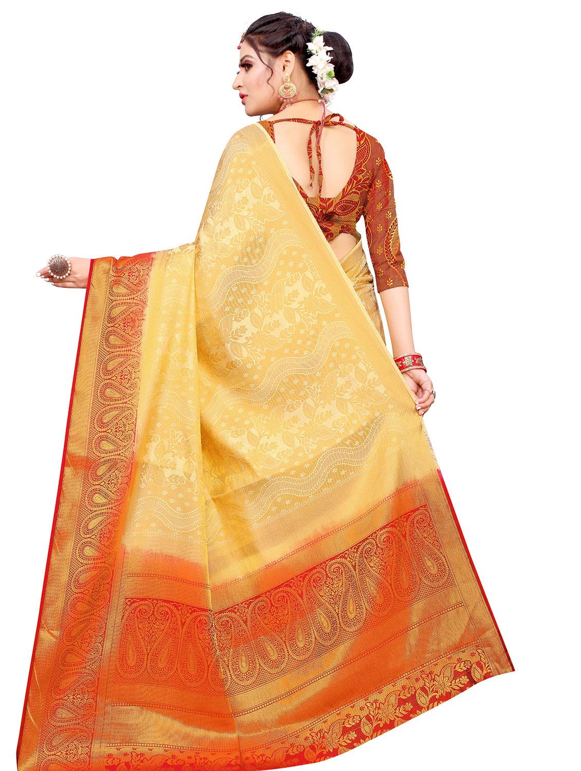 self design kanjivaram saree with blouse - 17552250 - Zoom Image - 2