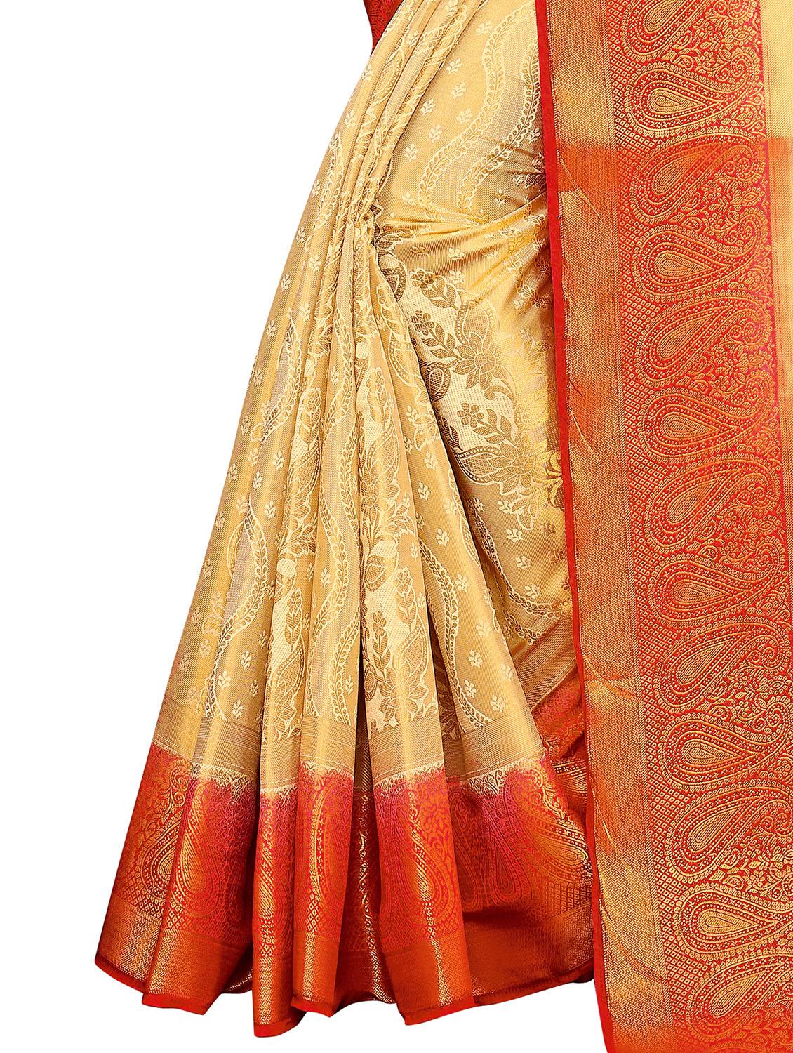 self design kanjivaram saree with blouse - 17552250 - Zoom Image - 5