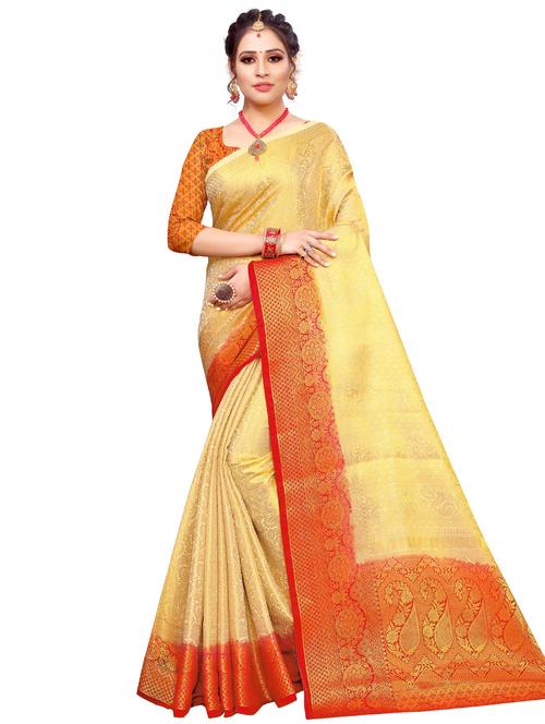 self design kanjivaram saree with blouse - 17552252 - Standard Image - 1