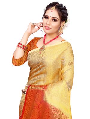 self design kanjivaram saree with blouse - 17552252 - Standard Image - 3