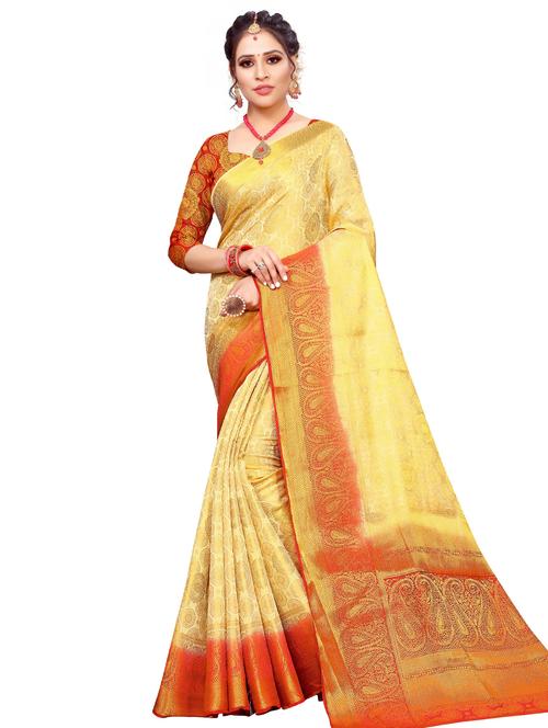 self design kanjivaram saree with blouse - 17552253 - Standard Image - 1