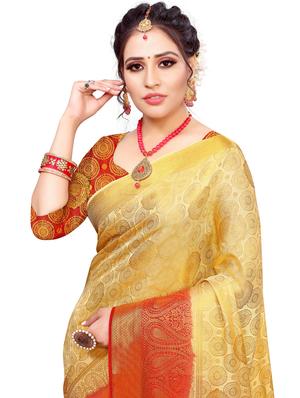 self design kanjivaram saree with blouse - 17552253 - Standard Image - 4