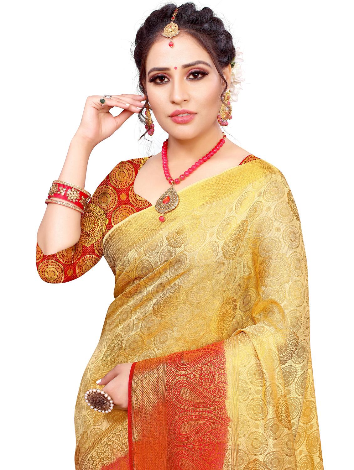 self design kanjivaram saree with blouse - 17552253 - Zoom Image - 4