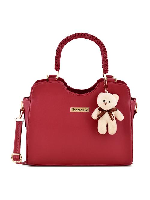 maroon leatherette (pu) regular handbag - 17552290 - Standard Image - 1