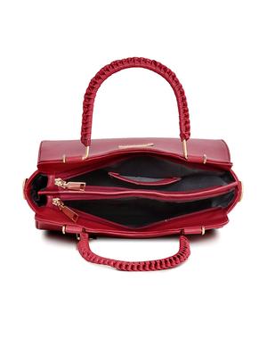 maroon leatherette (pu) regular handbag - 17552290 - Standard Image - 3