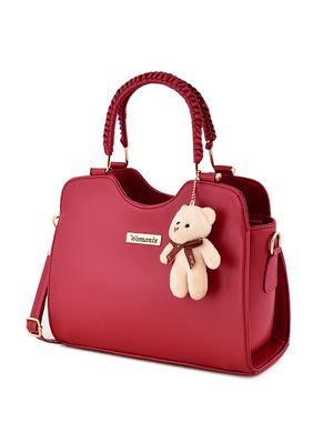 maroon leatherette (pu) regular handbag - 17552290 - Standard Image - 4