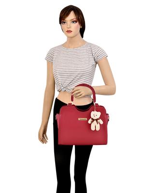 maroon leatherette (pu) regular handbag - 17552290 - Standard Image - 5