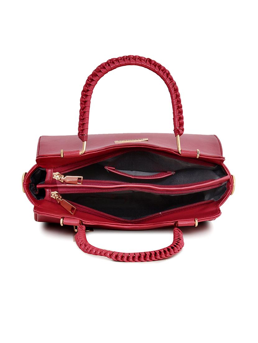 maroon leatherette (pu) regular handbag - 17552290 - Zoom Image - 3