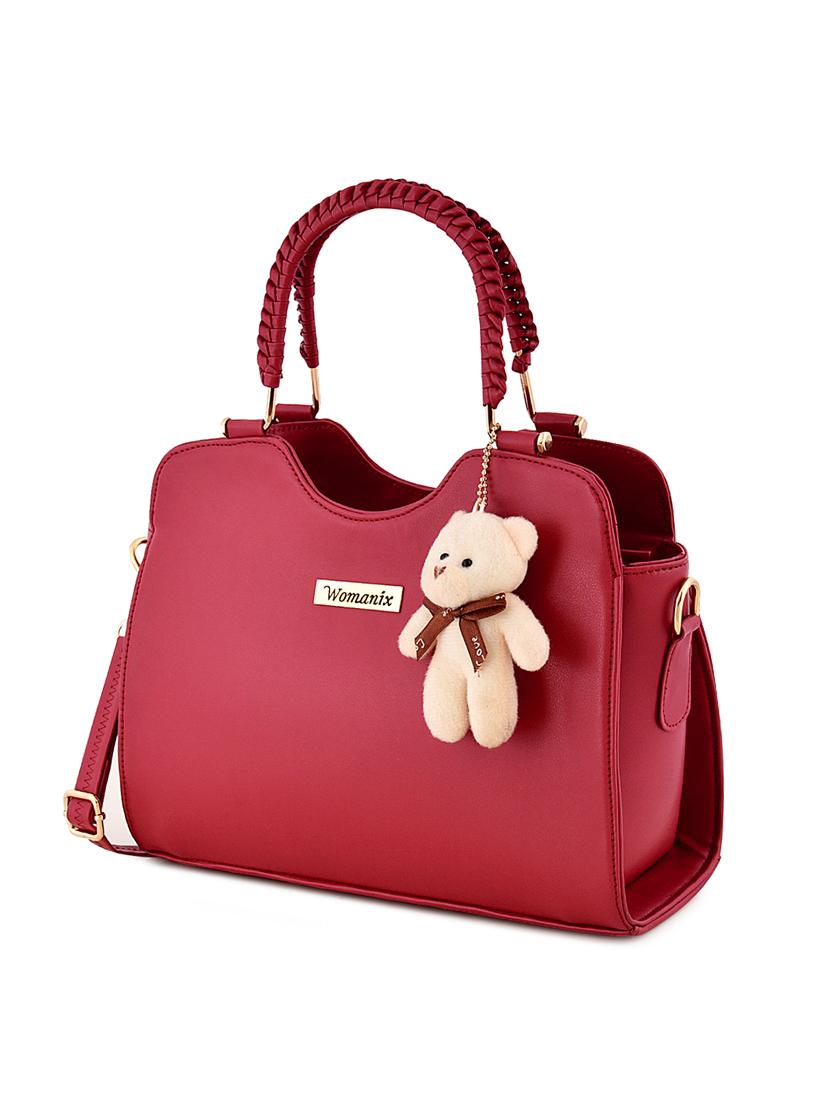 maroon leatherette (pu) regular handbag - 17552290 - Zoom Image - 4