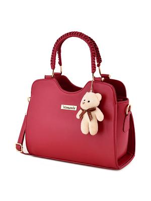 maroon leatherette (pu) regular handbag - 17552303 - Standard Image - 4