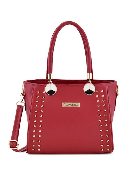 maroon leatherette (pu) regular handbag - 17552306 - Standard Image - 1
