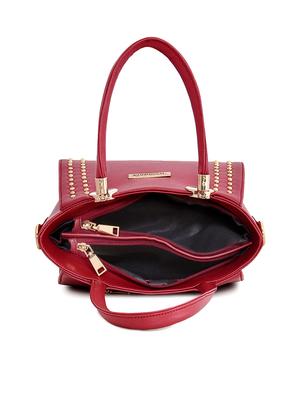 maroon leatherette (pu) regular handbag - 17552306 - Standard Image - 3