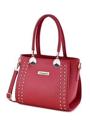 maroon leatherette (pu) regular handbag - 17552306 - Standard Image - 4