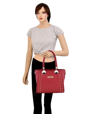maroon leatherette (pu) regular handbag - 17552306 - Standard Image - 5