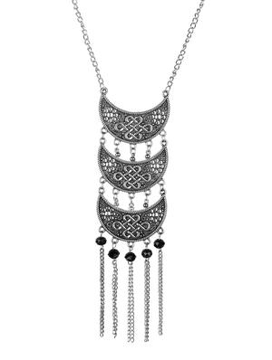 silver metal long necklace - 17552343 - Standard Image - 2