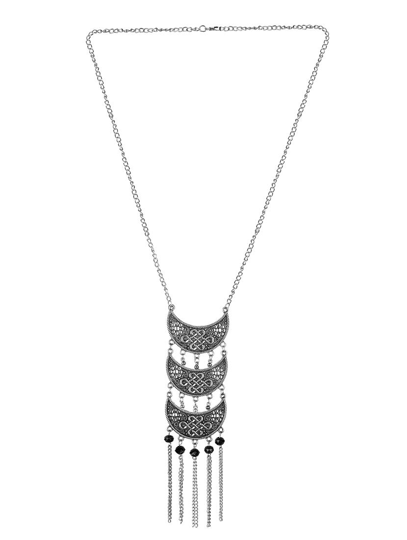 silver metal long necklace - 17552343 - Zoom Image - 1