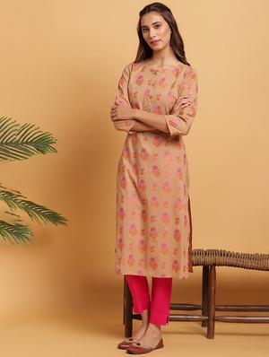 floral straight kurta - 17552450 - Standard Image - 2