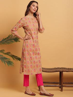 floral straight kurta - 17552450 - Standard Image - 3