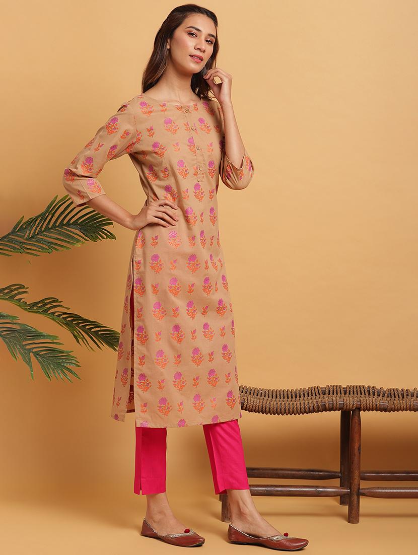 floral straight kurta - 17552450 - Zoom Image - 3
