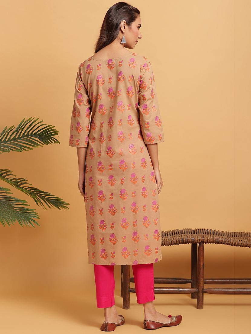 floral straight kurta - 17552450 - Zoom Image - 4