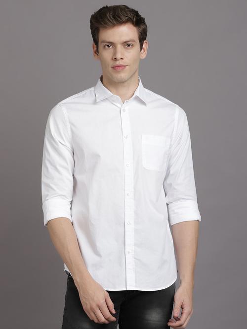 white solid casual shirt - 17552453 - Standard Image - 1