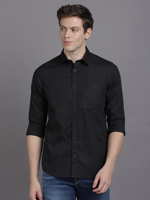 black solid casual shirt - 17552454 - Standard Image - 1