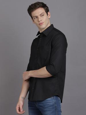 black solid casual shirt - 17552454 - Standard Image - 2