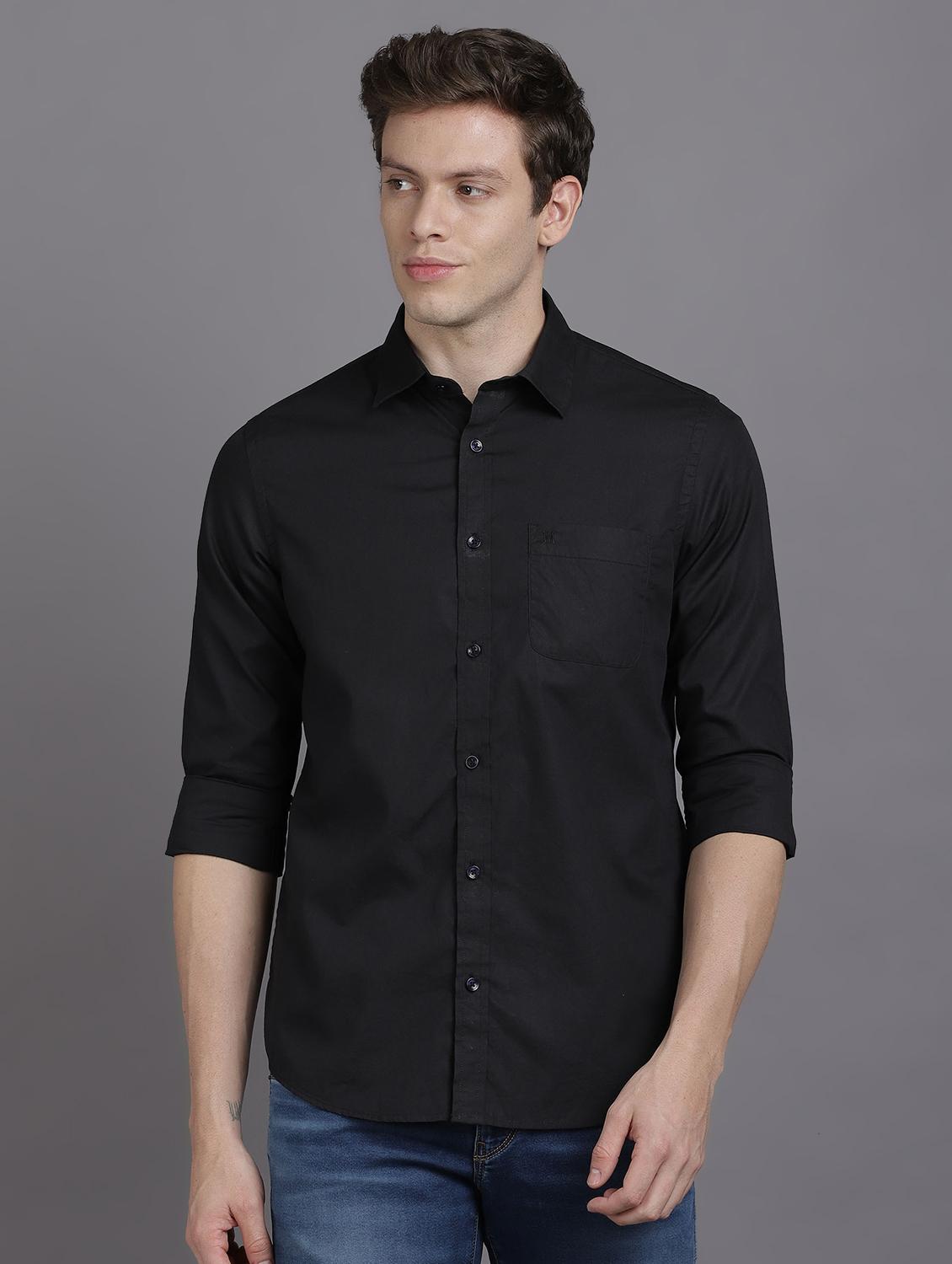 black solid casual shirt - 17552454 - Zoom Image - 1