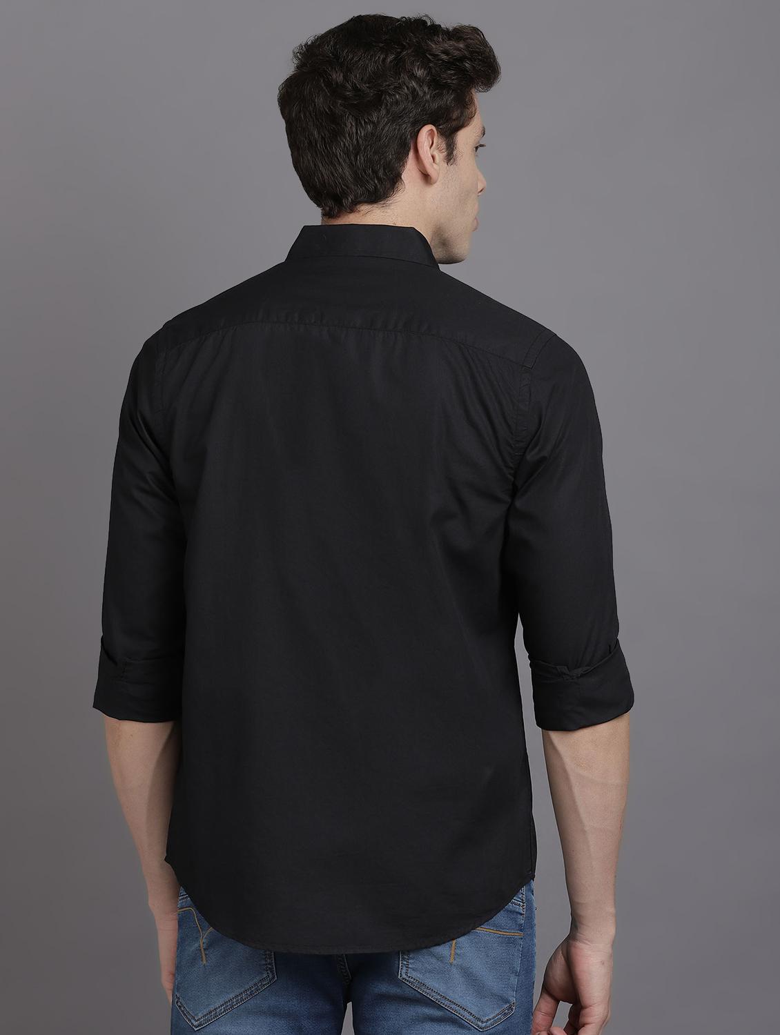 black solid casual shirt - 17552454 - Zoom Image - 3