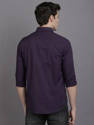 purple solid casual shirt - 17552455 - Standard Image - 3