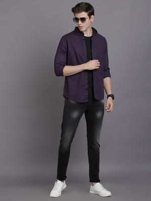 purple solid casual shirt - 17552455 - Standard Image - 4
