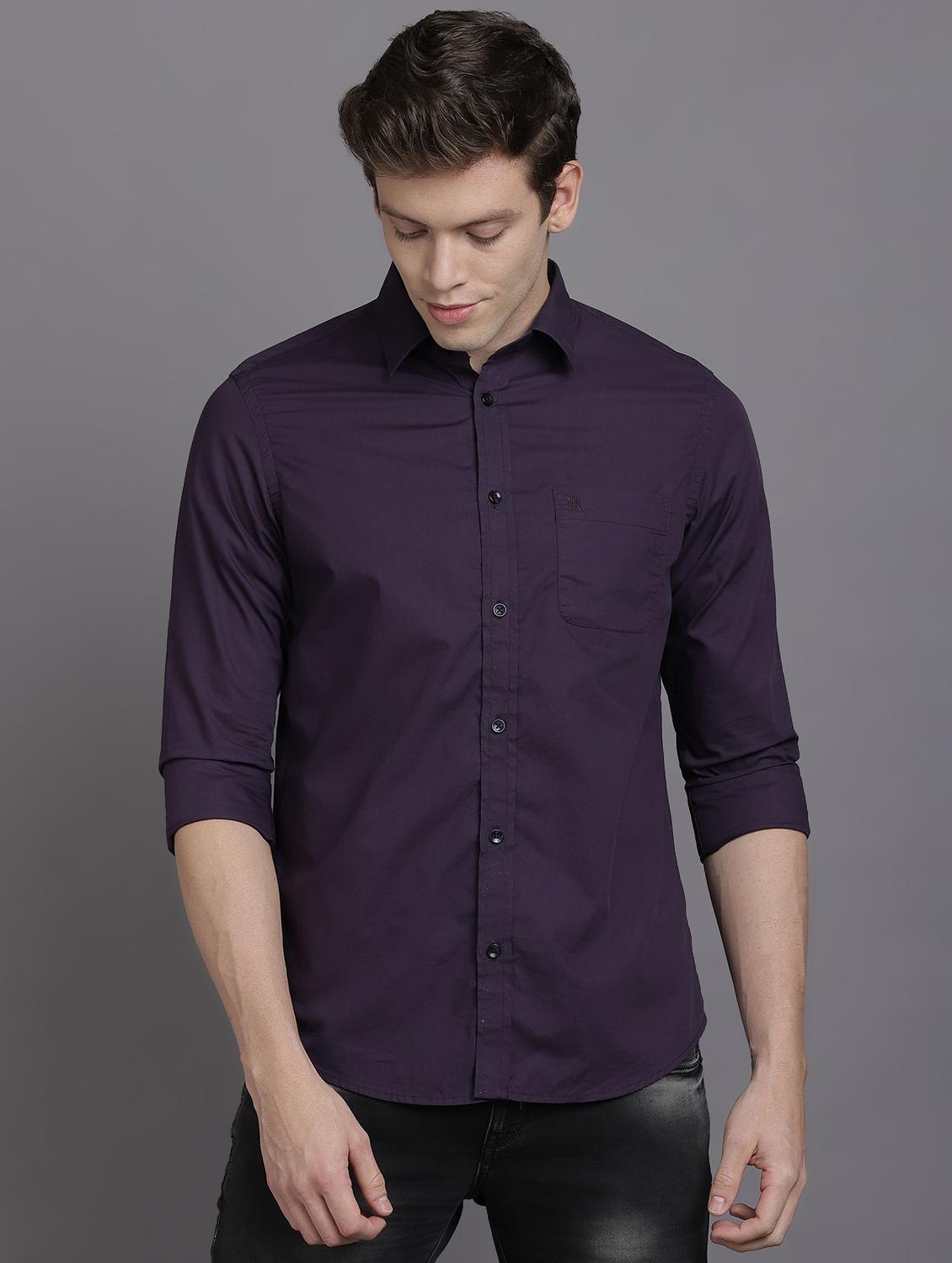 purple solid casual shirt - 17552455 - Zoom Image - 1