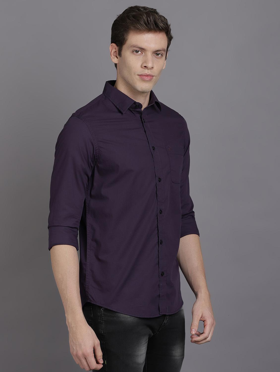 purple solid casual shirt - 17552455 - Zoom Image - 2