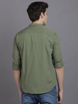 green solid casual shirt - 17552457 - Standard Image - 3