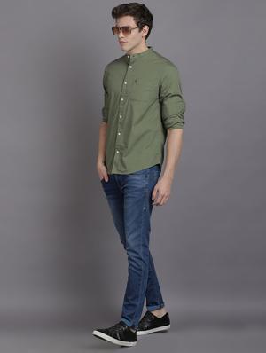 green solid casual shirt - 17552457 - Standard Image - 4