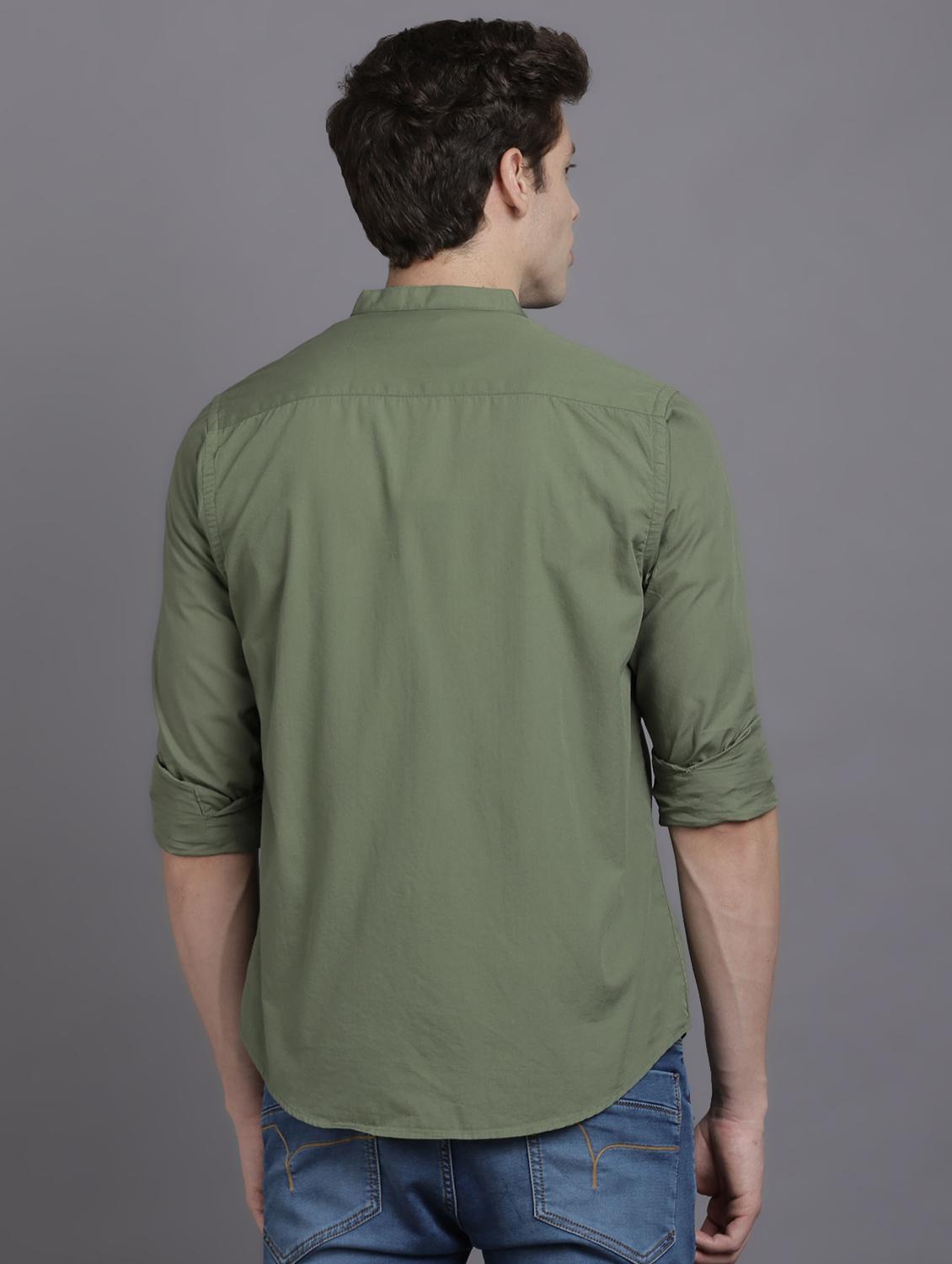 green solid casual shirt - 17552457 - Zoom Image - 3