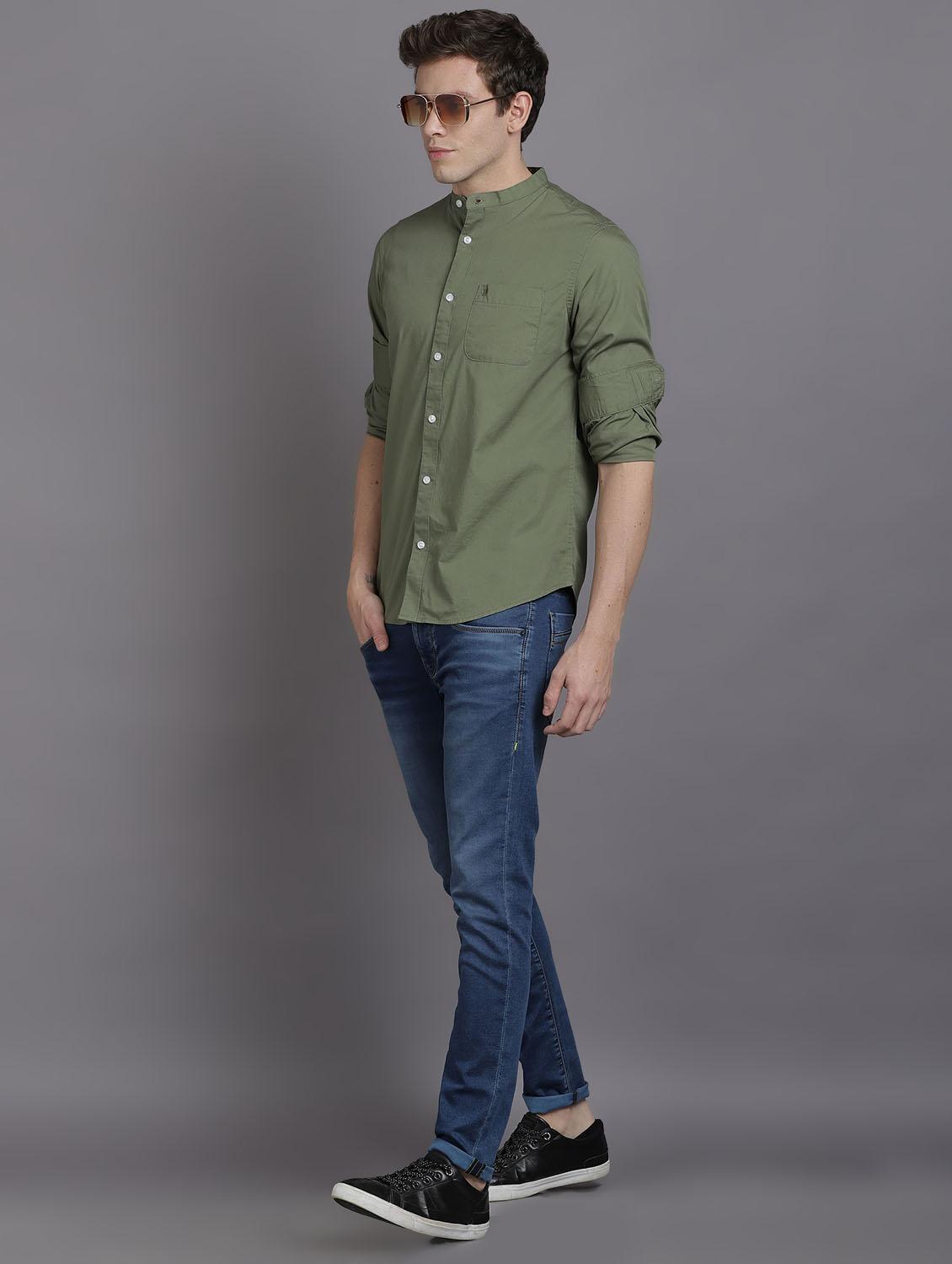 green solid casual shirt - 17552457 - Zoom Image - 4