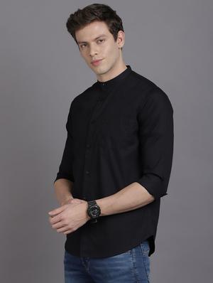 black solid casual shirt - 17552459 - Standard Image - 2