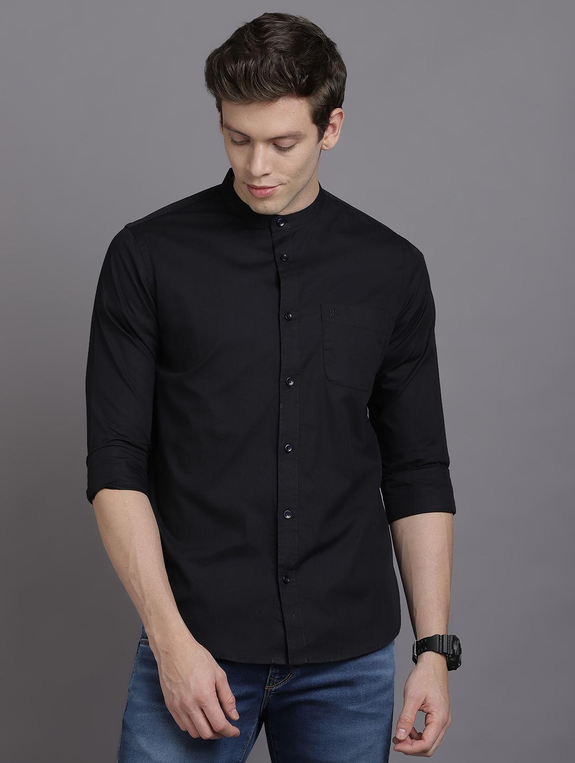black solid casual shirt - 17552459 - Zoom Image - 1