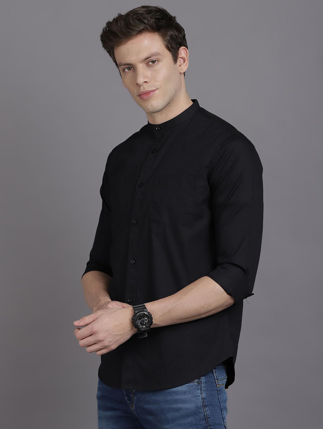 black solid casual shirt - 17552459 - Zoom Image - 2
