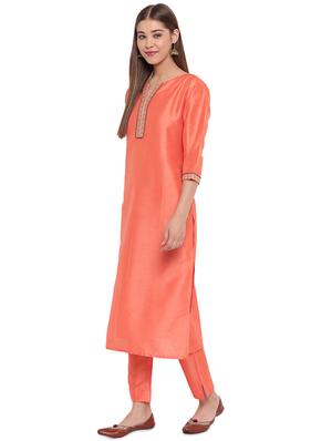 peach silk suit set - 17552463 - Standard Image - 2