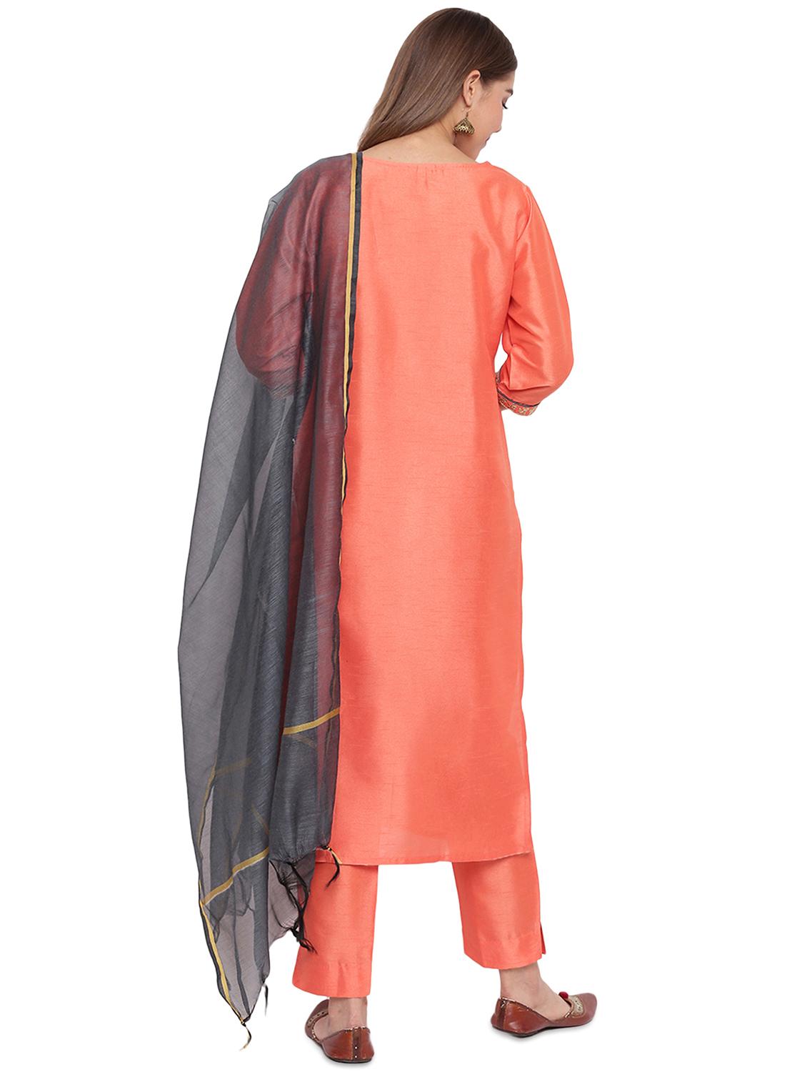 peach silk suit set - 17552463 - Zoom Image - 3