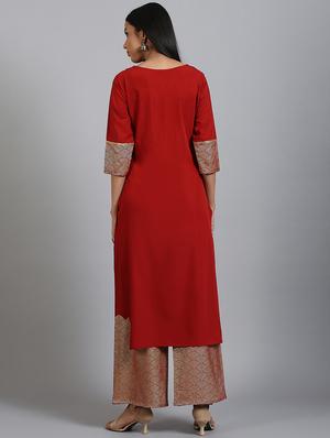 gold print kurta palazzo set - 17552464 - Standard Image - 4