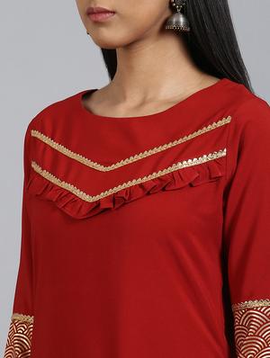 gold print kurta palazzo set - 17552464 - Standard Image - 5