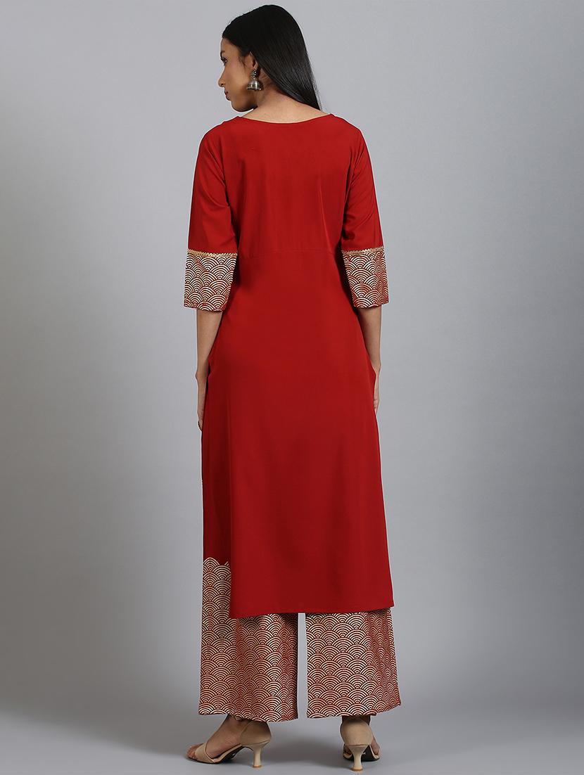 gold print kurta palazzo set - 17552464 - Zoom Image - 4
