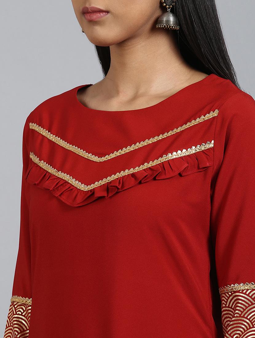 gold print kurta palazzo set - 17552464 - Zoom Image - 5