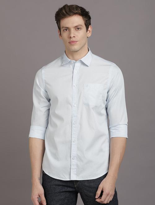 light blue solid casual shirt - 17552466 - Standard Image - 1