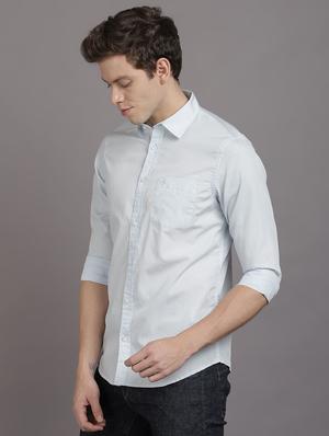 light blue solid casual shirt - 17552466 - Standard Image - 2