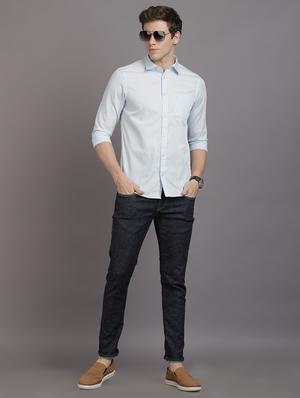 light blue solid casual shirt - 17552466 - Standard Image - 4