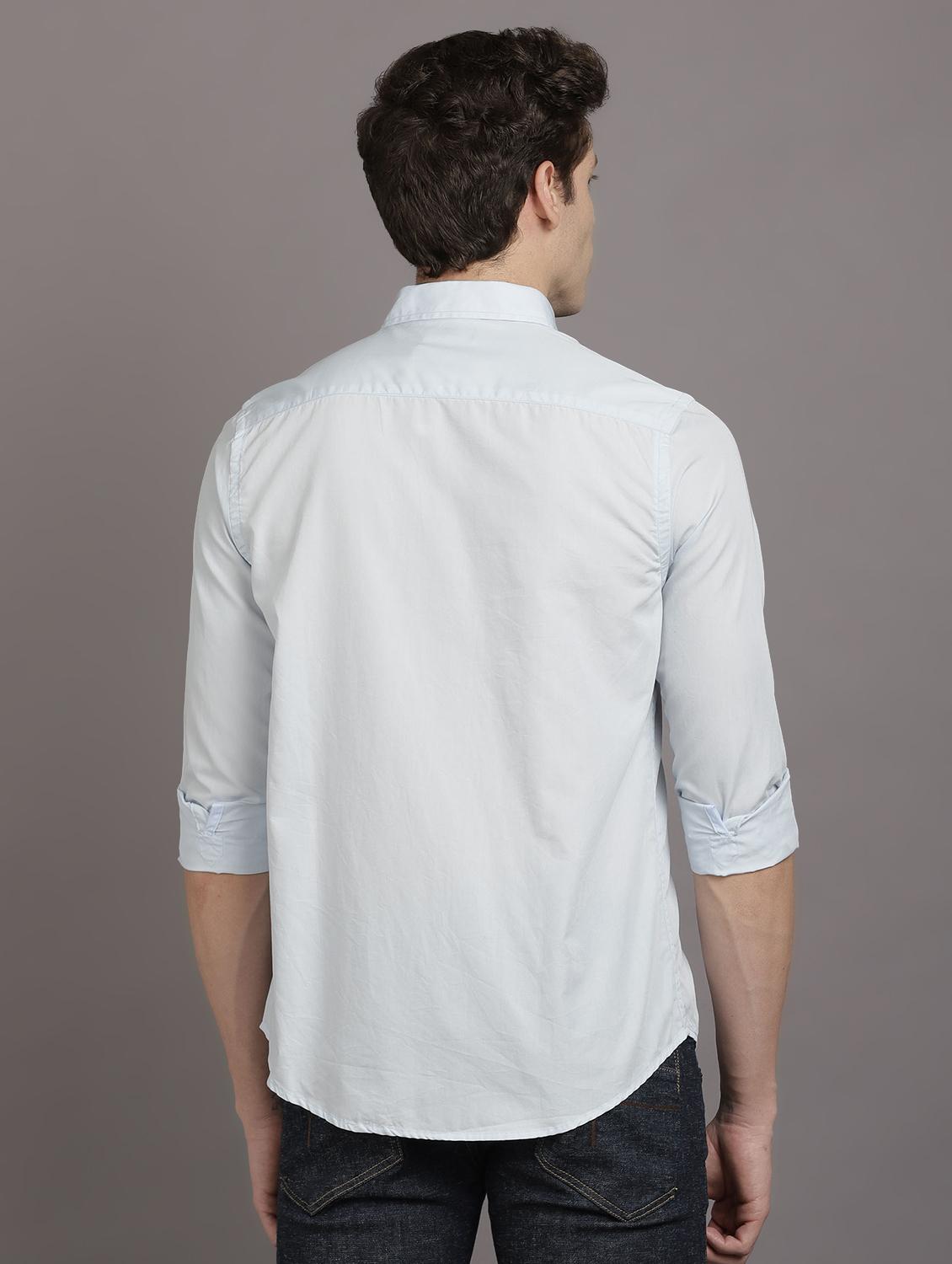 light blue solid casual shirt - 17552466 - Zoom Image - 3
